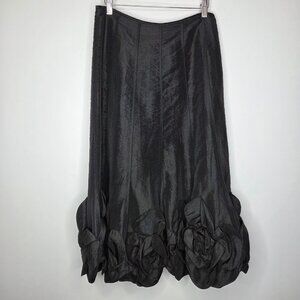 KM Collections Milla Bell Womens Black Ruffle Midi Skirt Size 8 Fairy Core Artsy